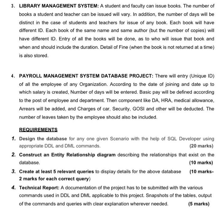 Solved 3. LIBRARY MANAGEMENT SYSTEM: A student and faculty | Chegg.com