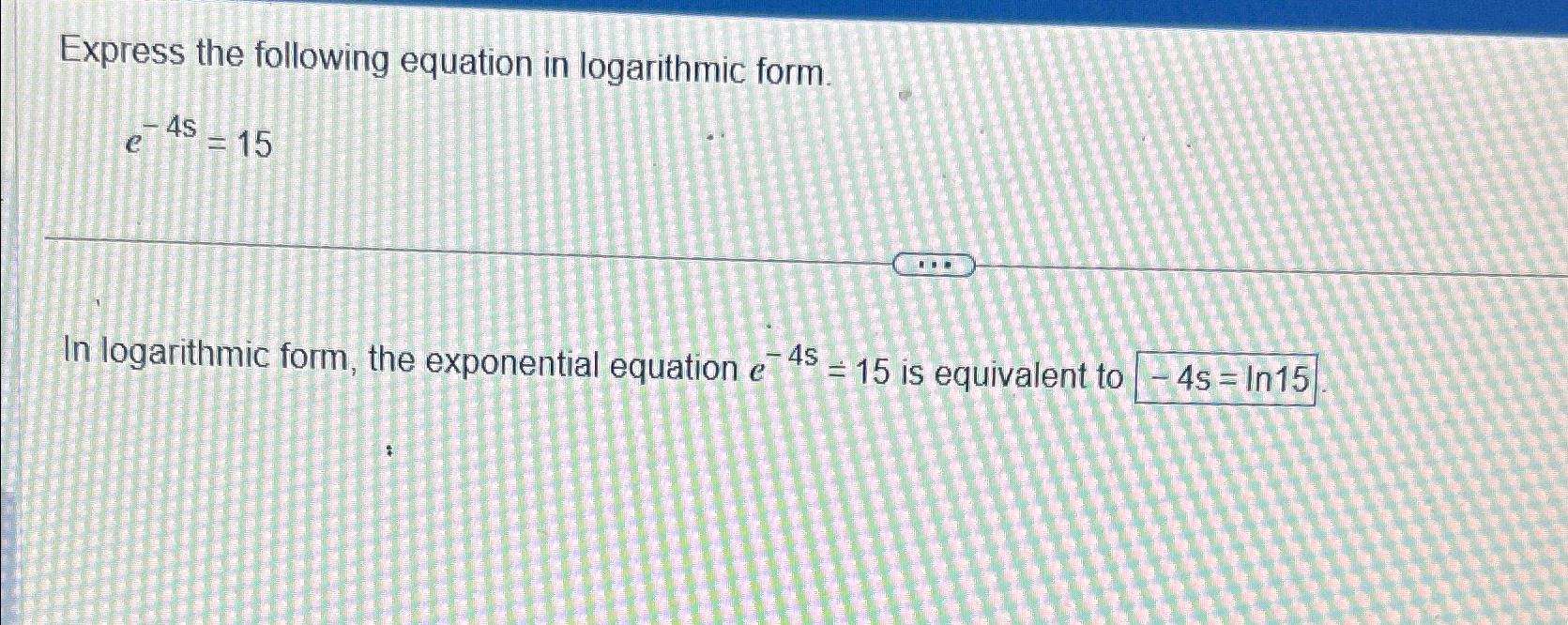 logarithmic equation to exponential form calculator