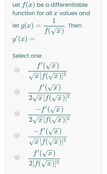 Solved Let F X Be A Differentiable Function For All X Va Chegg Com