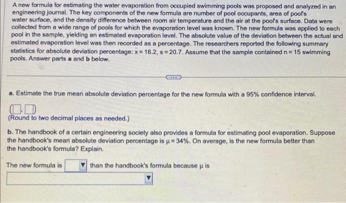 Solved A new formula for estimating the water evaporation | Chegg.com