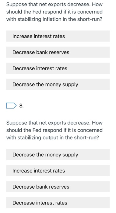 Solved Suppose That Net Exports Decrease. How Should The Fed | Chegg.com