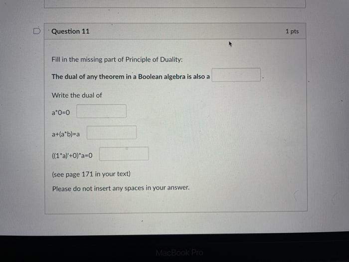 Solved Question 11 1 pts Fill in the missing part of | Chegg.com