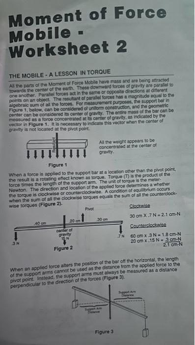 Moment of Force Mobile : Worksheet 2 THE MOBILE - A | Chegg.com