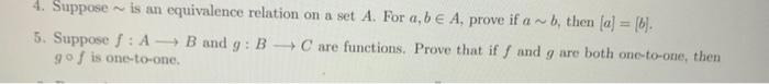 Solved 5. Suppose f:A B and g:B C are functions. Prove that | Chegg.com