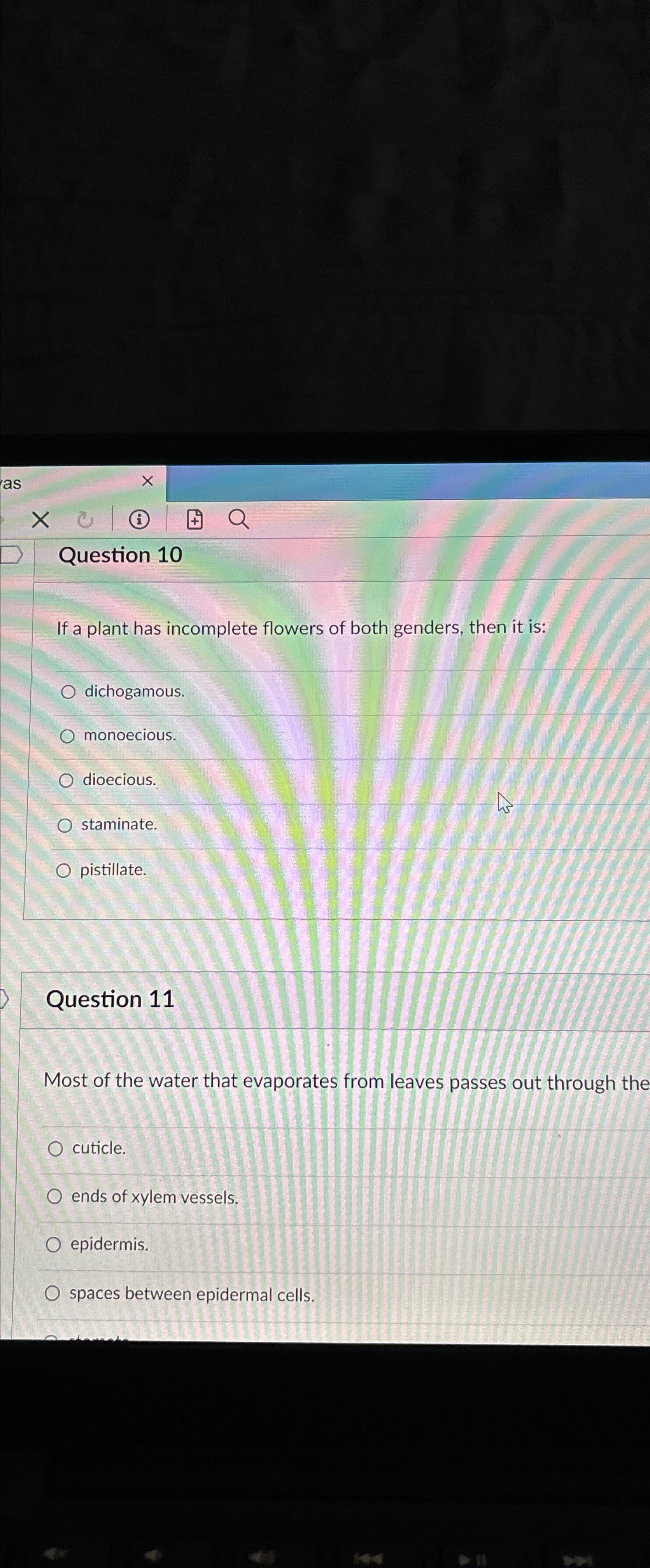 Solved asx(i)Question 10If a plant has incomplete flowers of | Chegg.com