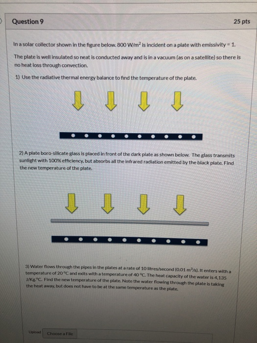 Solved Question 9 25 pts In a solar collector shown in the | Chegg.com