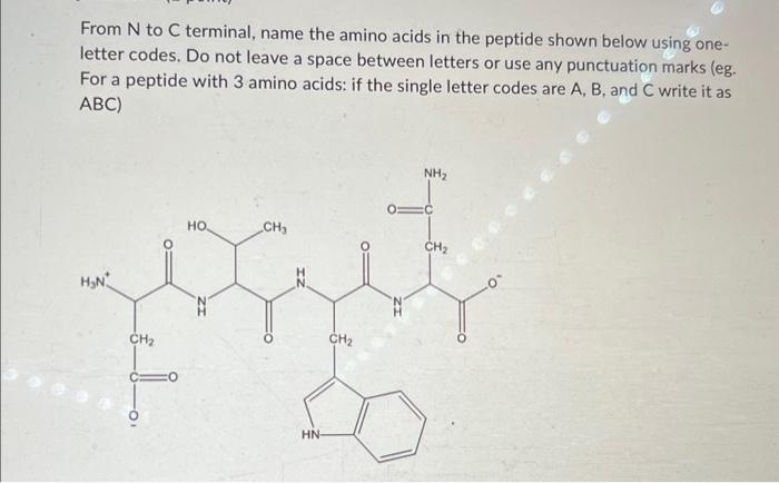 Solved From N to C terminal, name the amino acids in the | Chegg.com