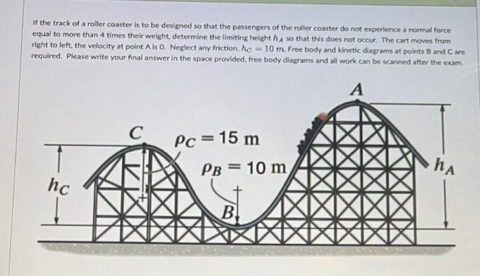 Solved If the track of a roller coaster is to be designed so | Chegg.com