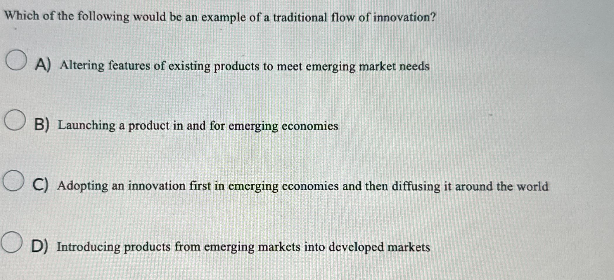 Solved Which of the following would be an example of a | Chegg.com