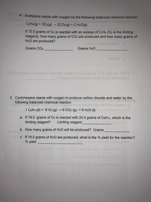 Solved 4. Acetylene reacts with oxygen by the following Chegg