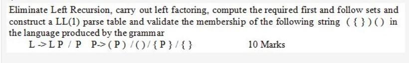 Solved Eliminate Left Recursion, Carry Out Left Factoring, | Chegg.com