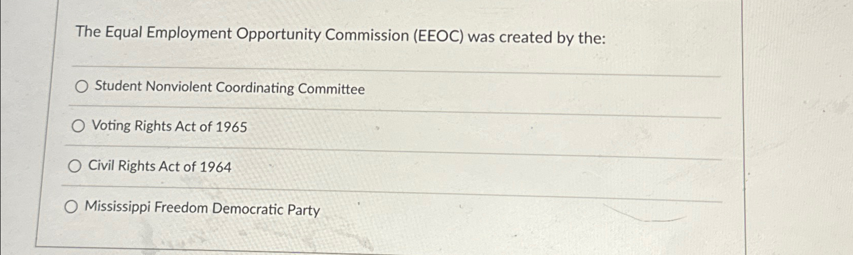 Solved The Equal Employment Opportunity Commission (EEOC) | Chegg.com