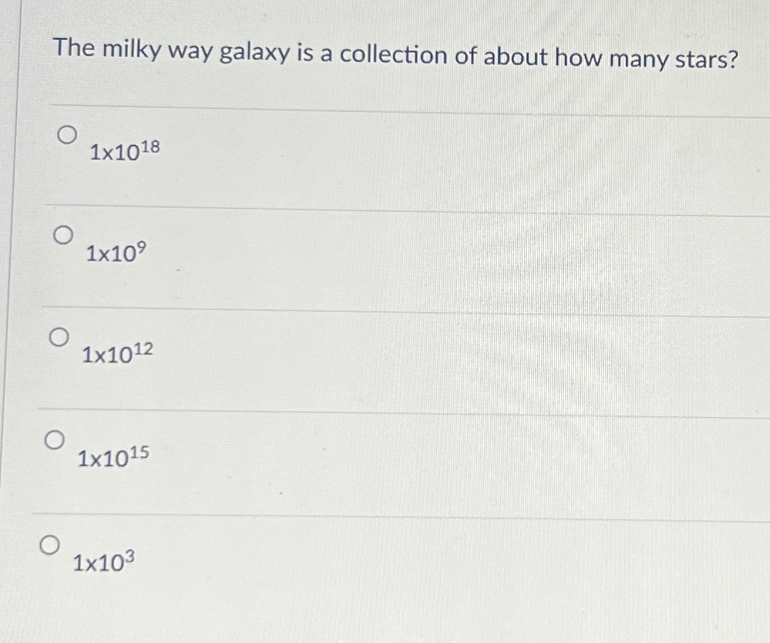Solved The milky way galaxy is a collection of about how | Chegg.com