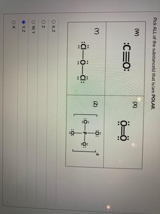 Solved Pick All Of The Substance S That Is Are Polar W Chegg Com