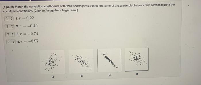 Solved (1 point) Match the correlation coefficients with | Chegg.com