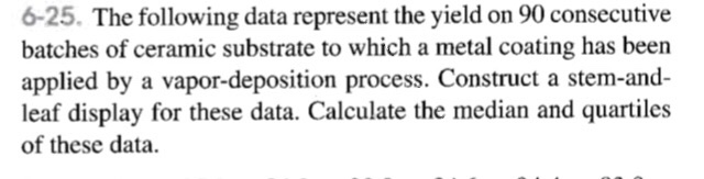 Solved 6 25 The Following Data Represent The Yield On 90