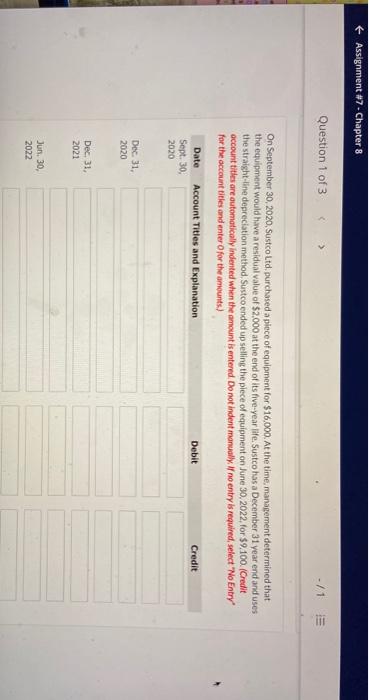 Solved Assignment #7. Chapter 8 Question 1 of 3 Prepare all | Chegg.com