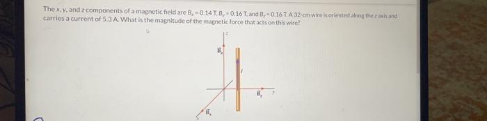 Solved The x,y, and z components of a magnetic field are | Chegg.com