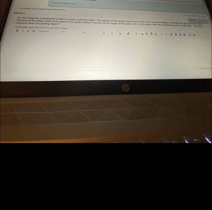 Solved designing a rectangular poster to contain penting