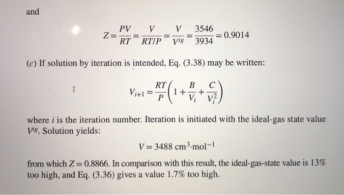 Vir Formula Example Solved Example 3.8 Reported values for the virial | Chegg.com