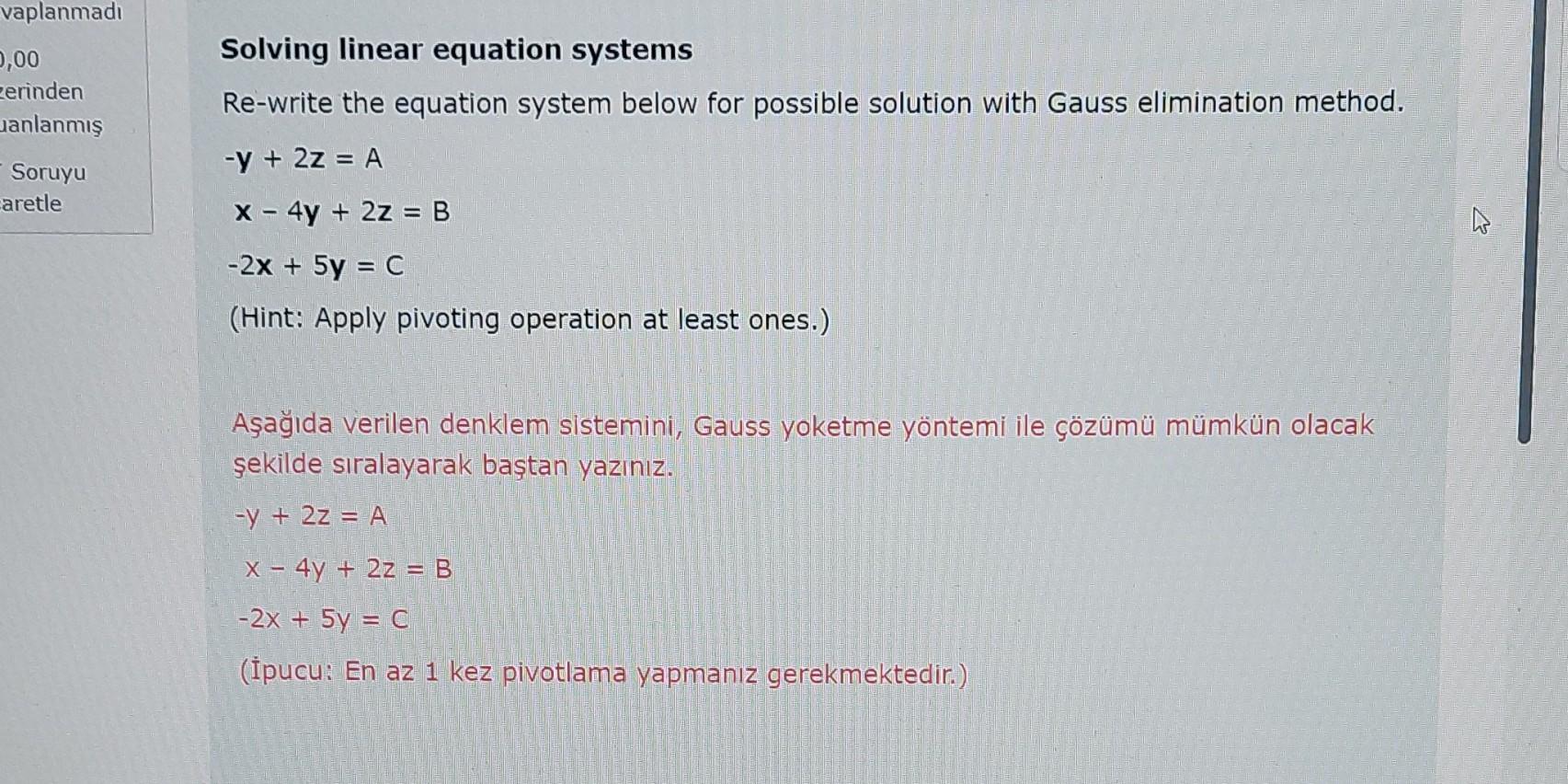 Solving Linear Equation Systems