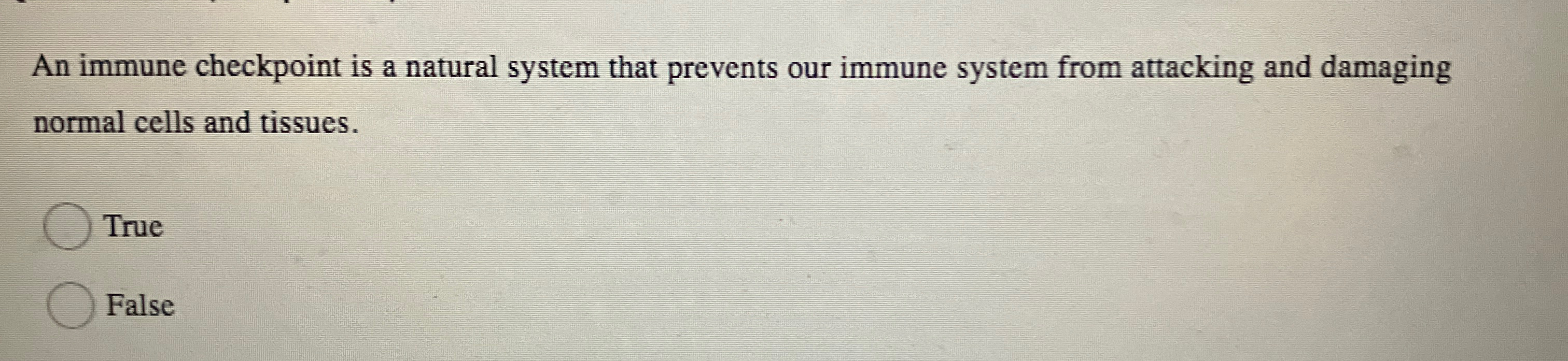 Solved An immune checkpoint is a natural system that | Chegg.com