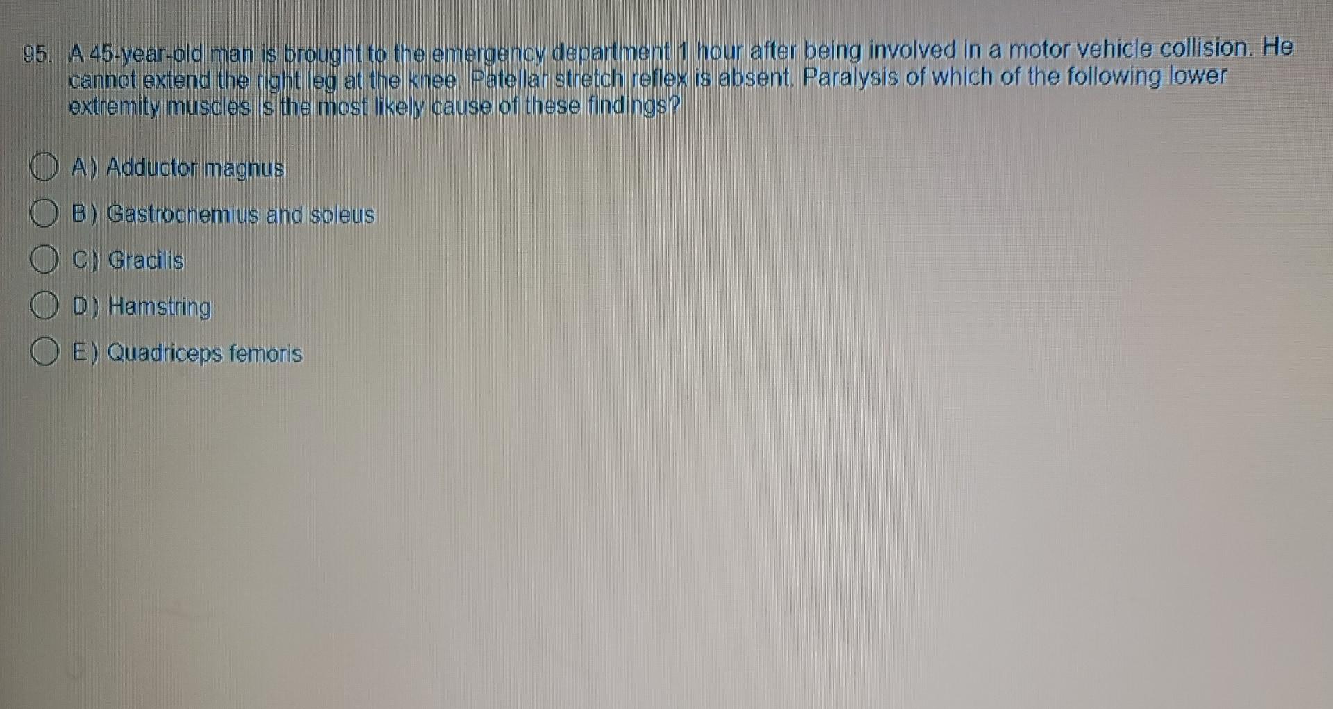 Solved 95. A 45-year-old man is brought to the emergency | Chegg.com