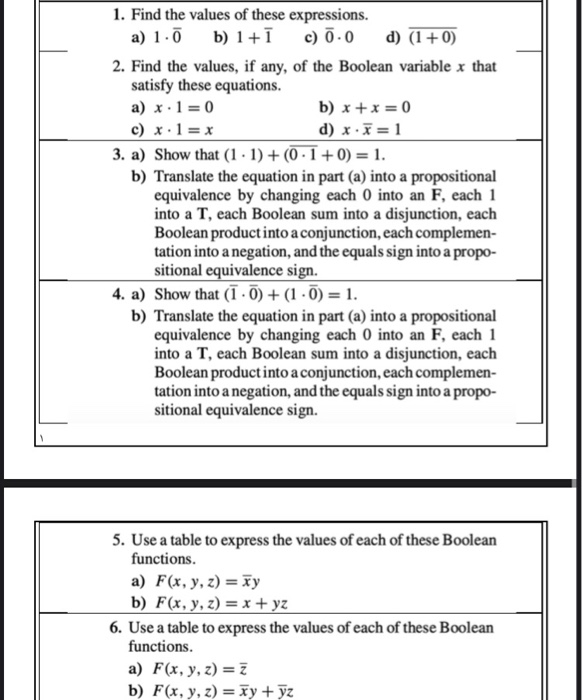 Solved 1. Find The Values Of These Expressions. A) 1. B) 1+1 | Chegg.com