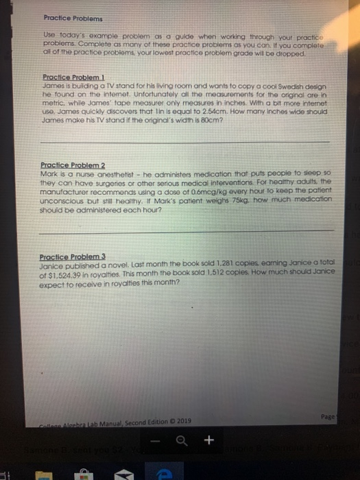 Solved Practice Problems USB today's example problem as a | Chegg.com