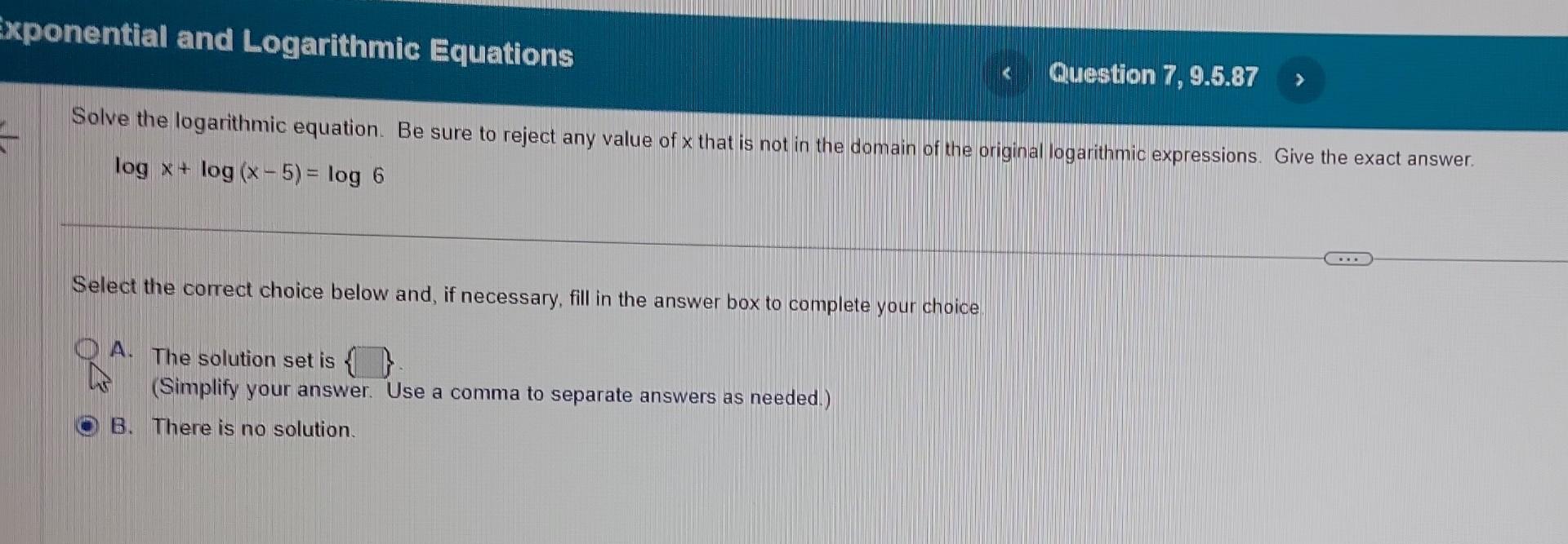 solved-solve-the-logarithmic-equation-be-sure-to-reject-any-chegg