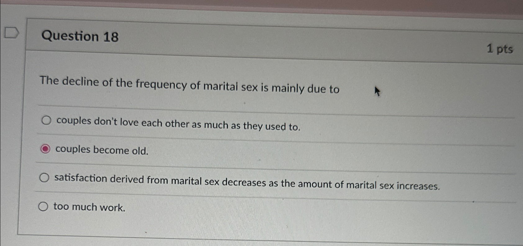 Solved Question 18The decline of the frequency of marital | Chegg.com