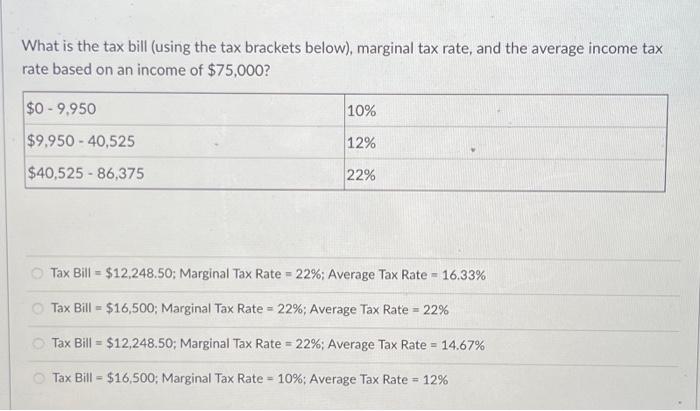 Solved What Is The Tax Bill (using The Tax Brackets Below), | Chegg.com