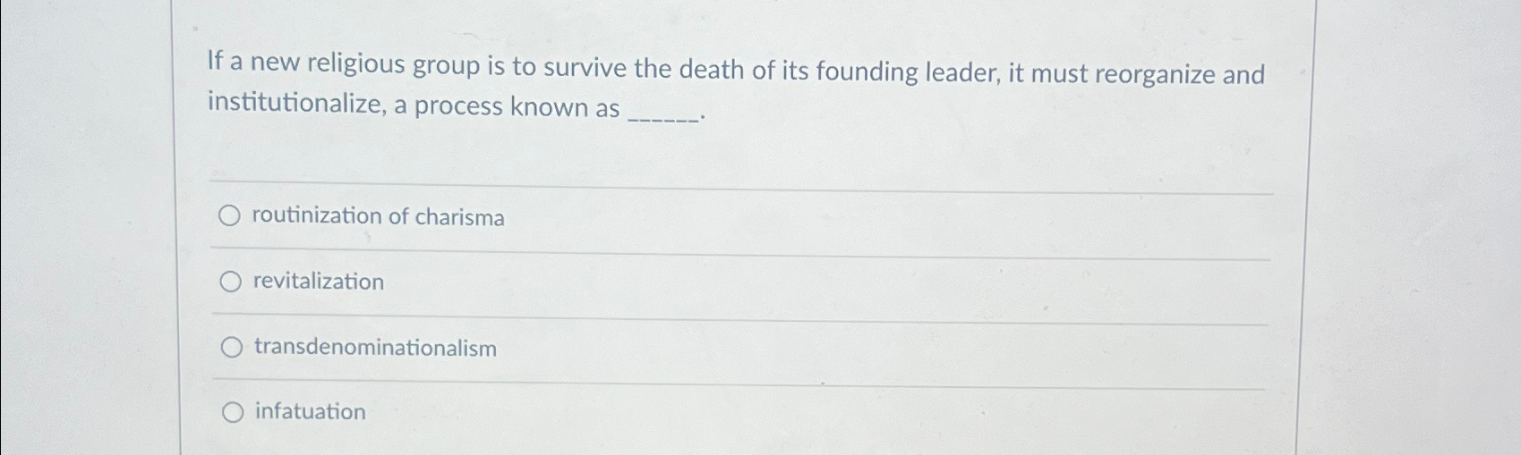 Solved If a new religious group is to survive the death of | Chegg.com