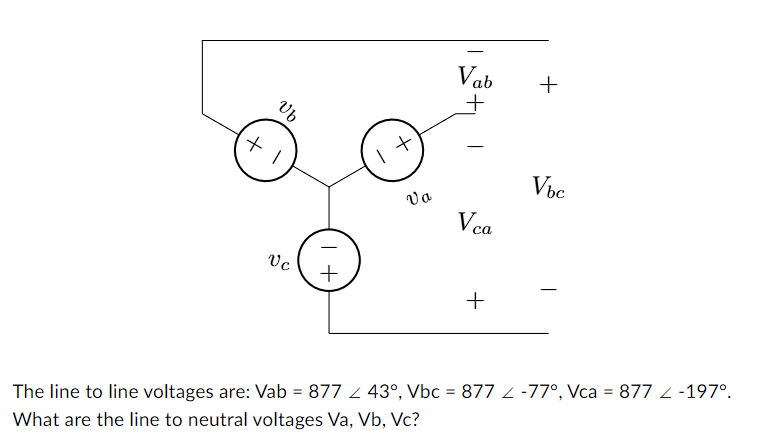 Solved The line to line voltages are: | Chegg.com