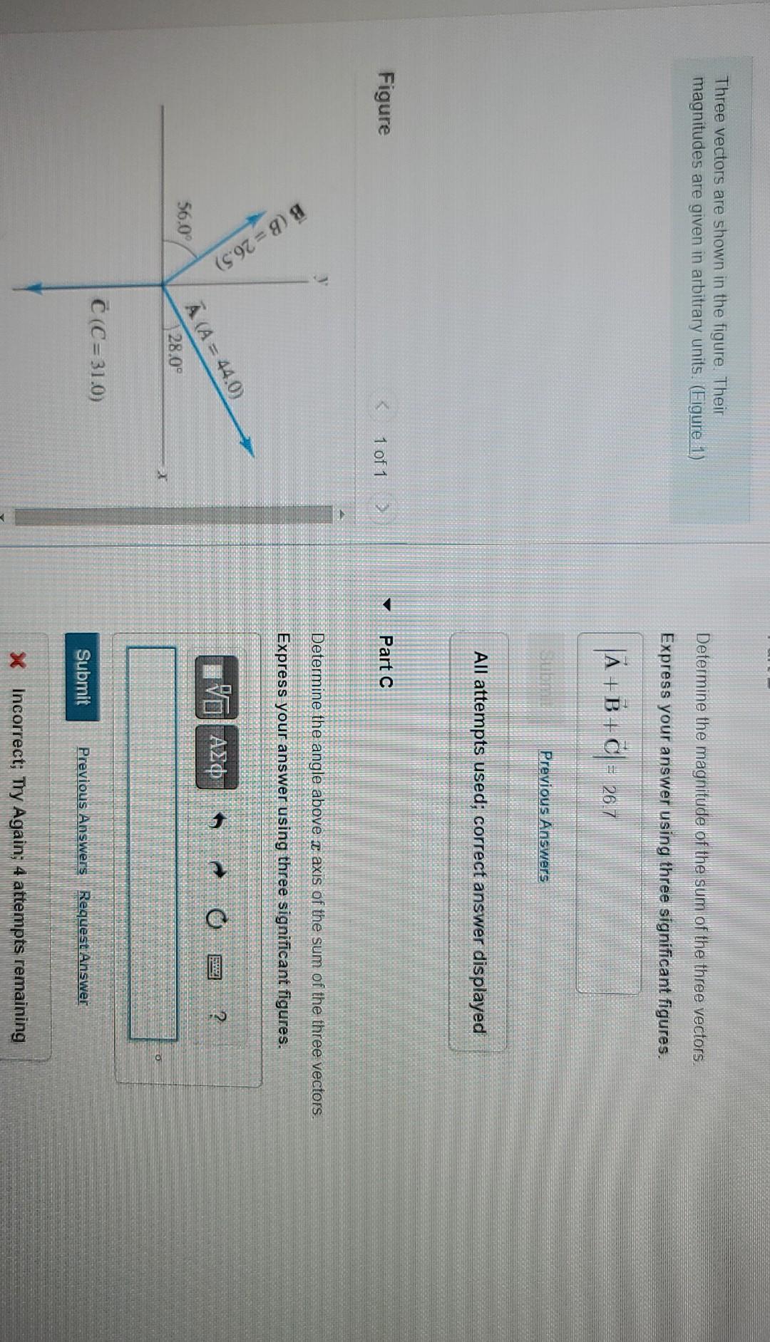 Solved Three vectors are shown in the figure. Their | Chegg.com