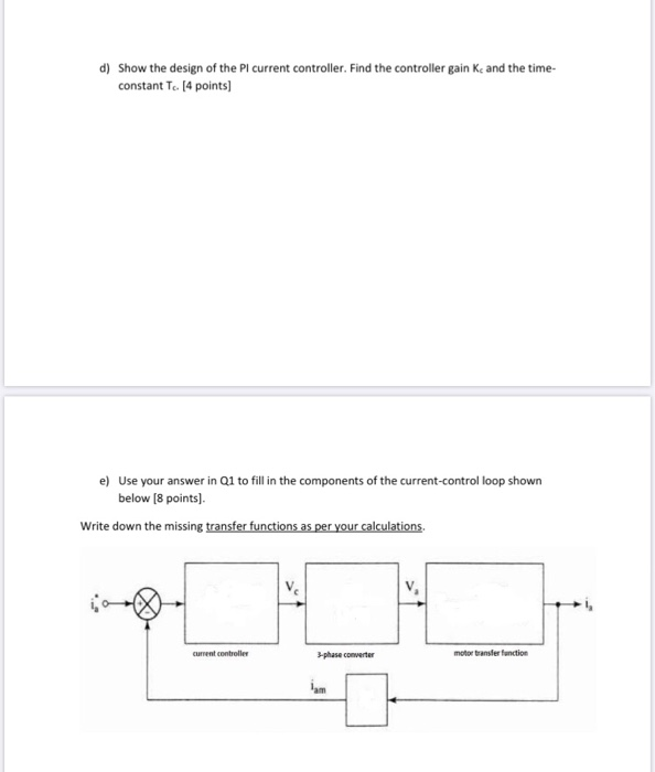 13) Design a torque/current controller for a | Chegg.com