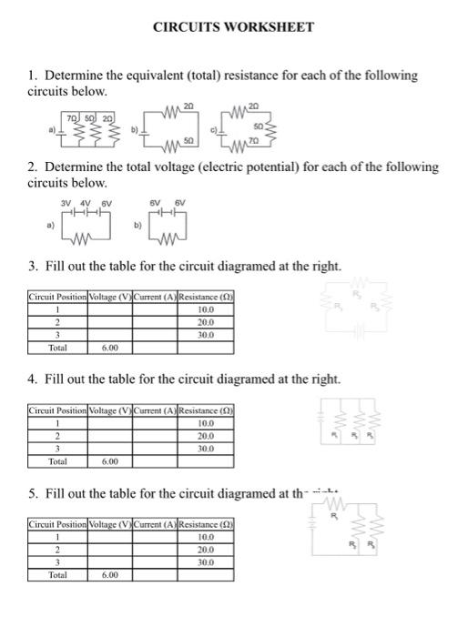 Solved CIRCUITS WORKSHEET 1. Determine the equivalent | Chegg.com