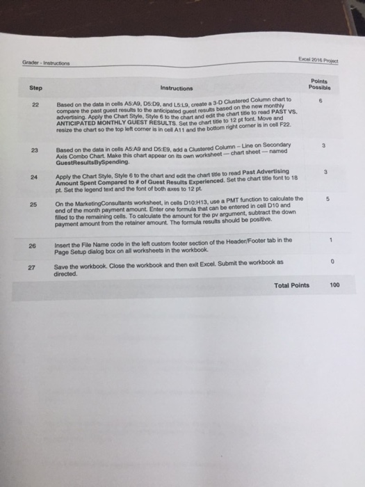 Grader Instructions Points Possible Step Instructions | Chegg.com