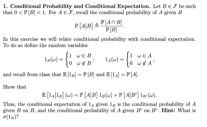 Solved 1. Conditional Probability And Conditional | Chegg.com