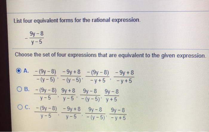 Solved List four equivalent forms for the rational | Chegg.com