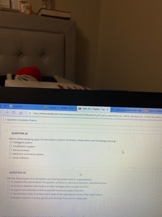 e mytrent Chapter 1 - ADMN 1620H Tak Test Chapter 10 X _requestsX-Amin C Search Testo Nttps://trentu blackboard.com/webapps/a