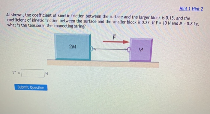 Solved Hint 1 Hint 2 As shown, the coefficient of kinetic | Chegg.com