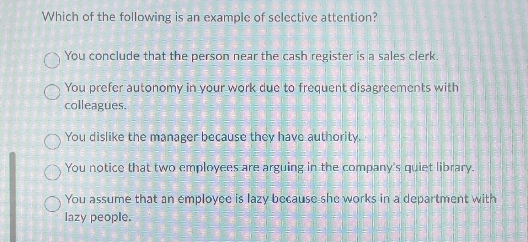 Solved Which of the following is an example of selective | Chegg.com