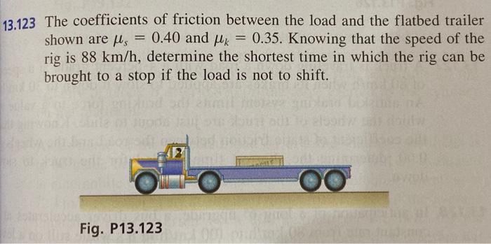 Solved 13.123 The coefficients of friction between the load | Chegg.com