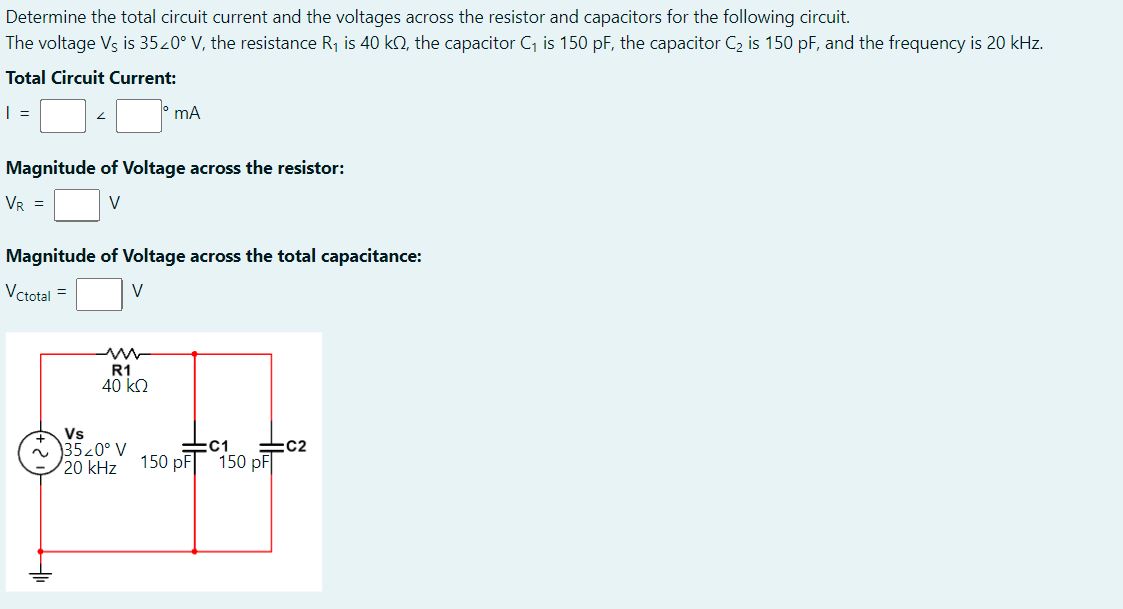 Solved Determine the total circuit current and the voltages | Chegg.com