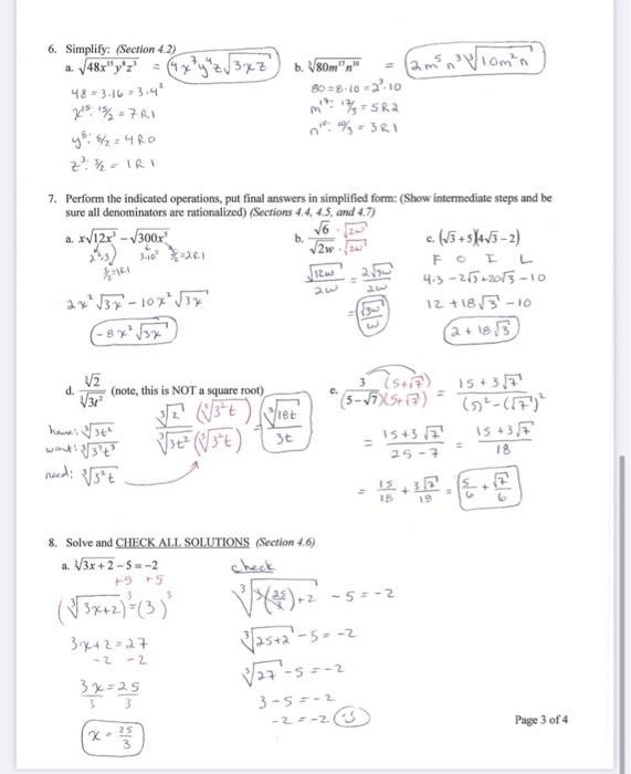 Solved MATH 105 Practice Exam 2 Name: Solution kay Section | Chegg.com