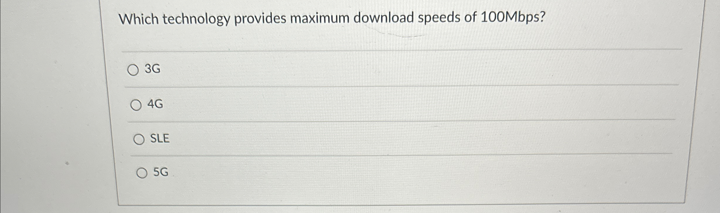 Solved Which technology provides maximum download speeds of | Chegg.com