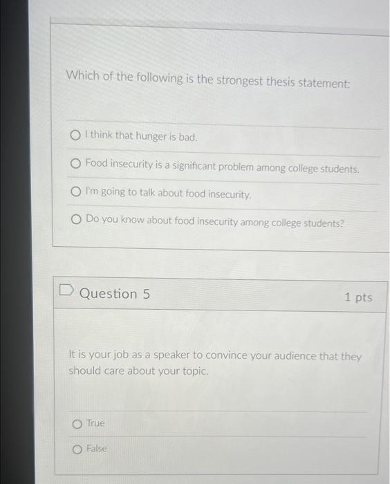 which is the strongest thesis based on the notes