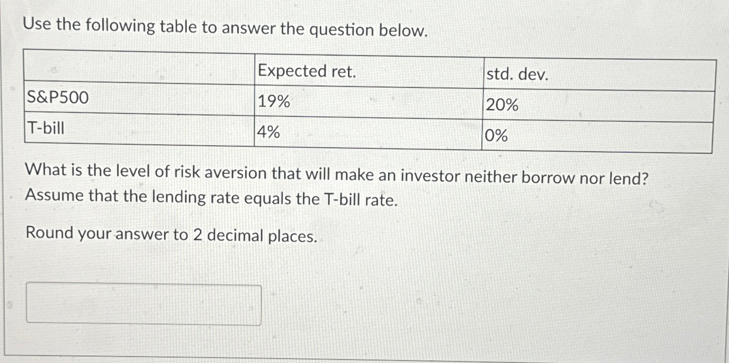 Solved Use the following table to answer the question | Chegg.com