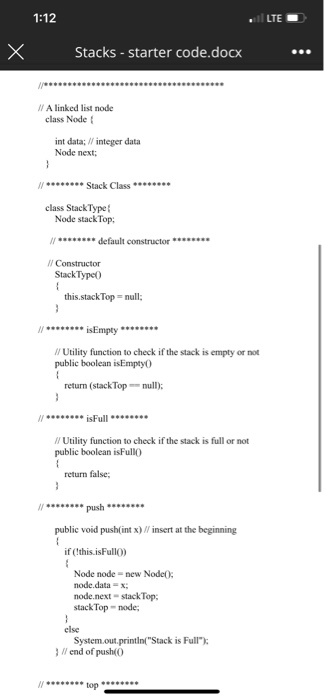 Solved Assume the stack and queue classes (the 2 starter | Chegg.com